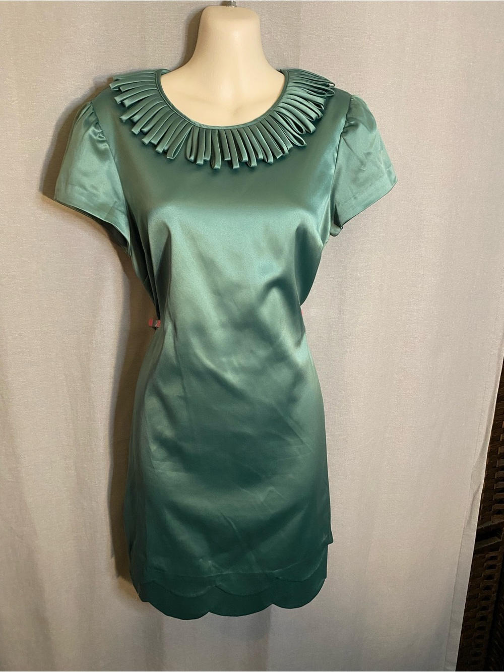 Short Sleeve Dress with Decorative Neckline